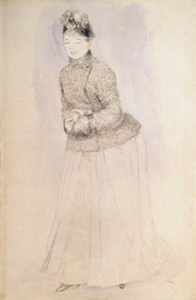 Kvinne med en muffe, c1883-c1884. av Pierre Auguste Renoir
