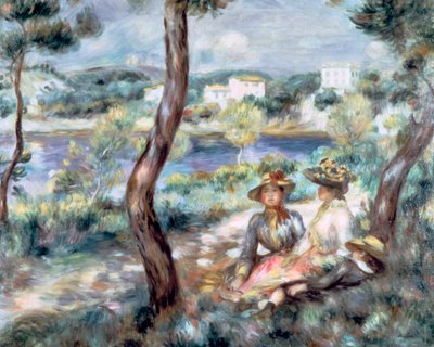 Ung jente og gutt i et landskap, 1893. av Pierre Auguste Renoir