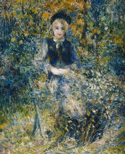 Ung jente på en benk; Den unge jenta på benken, 1875 av Pierre Auguste Renoir