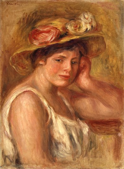 Ung jente med hatt av Pierre Auguste Renoir