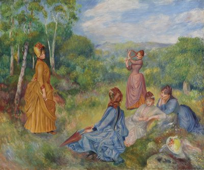 Unge damer spiller badminton, ca 1887 av Pierre Auguste Renoir