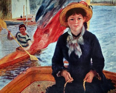 Ung kvinne i en båt (Lise Trehot) av Pierre Auguste Renoir