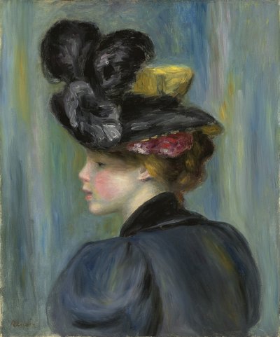 Ung kvinne med svart hatt; Ung kvinne i en svart hatt, 1895 av Pierre Auguste Renoir