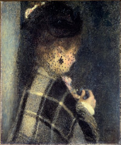 Ung kvinne med et lite slør, ca 1870 (olje på lerret) av Pierre Auguste Renoir