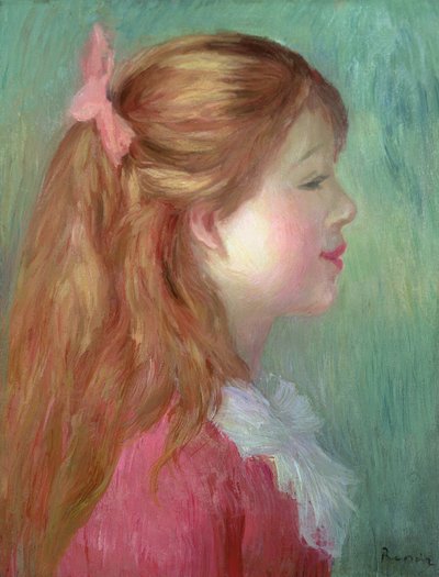Ung jente med langt hår i profil, 1890 av Pierre Auguste Renoir