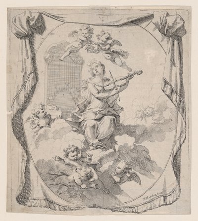 St. Cecilia på skyer opprettholdt av engler, 1696., 1696. av Pierre Berchet