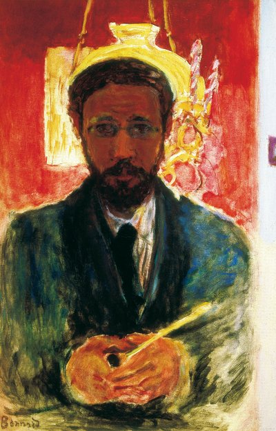Selvportrett med pipe. 1908 av Pierre Bonnard