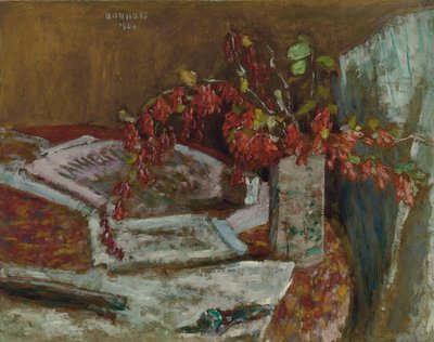 Blomsterbukett på et bord; Bukett med blomster på et bord av Pierre Bonnard