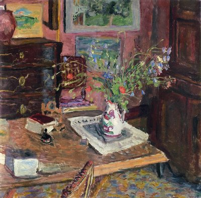 Interiør med blomster, ca. 1910 av Pierre Bonnard