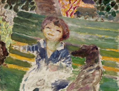 Liten jente med en hund av Pierre Bonnard