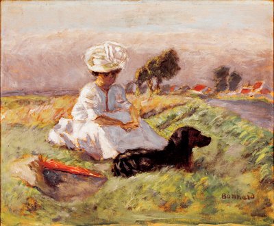 Madame Bonnard Malerens kone sitter i konflikten med hunden sin. Maleri av Pierre Bonnard av Pierre Bonnard