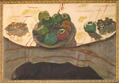 Natur død; tallerken og frukt eller bolle med fersken av Pierre Bonnard