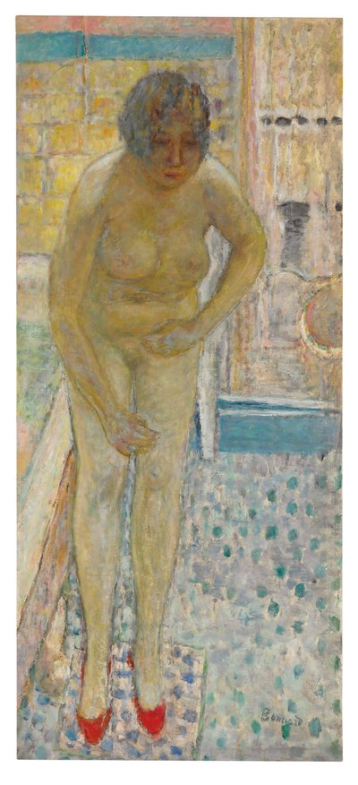Naken med røde tøfler, ca. 1932 (olje på lerret) av Pierre Bonnard