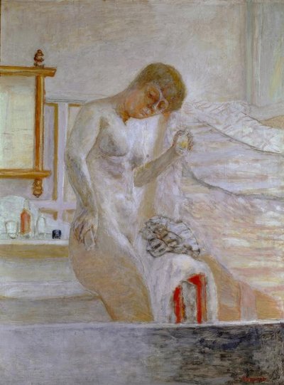 Naken står på toalettet av Pierre Bonnard