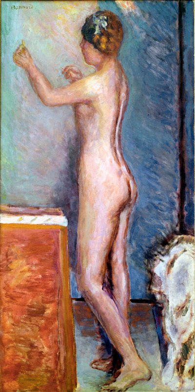 Naken på blå bakgrunn, maleri av Pierre Bonnard (1867-1947) 1915 Solothurn, Silvan Kocher-samlingen av Pierre Bonnard
