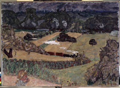 Landskap med godstog. Maleri av Pierre Bonnard (1867-1947) av Pierre Bonnard