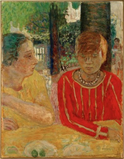 Dronning Natanson og Marthe Bonnard i rød bodice av Pierre Bonnard