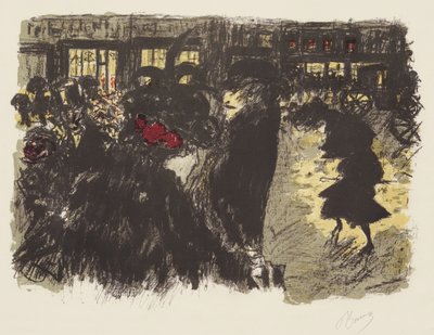 Some Aspects of Life in Paris, 7: The Square in the Evening, ca. 1898 (litho i gult, rødt, fiolett, grønnlig grått på vevd papir) av Pierre Bonnard