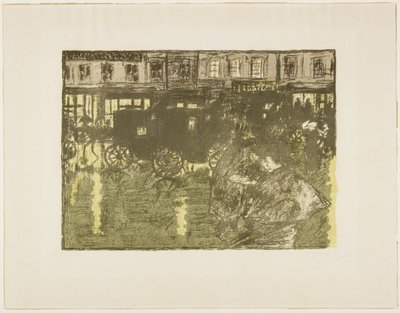 Street at Night in the Rain, ca. 1896-1897 (publisert 1899) av Pierre Bonnard