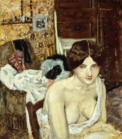 Hvilemodellen; Le Repos de Modele, ca. 1910 (olje om bord) av Pierre Bonnard