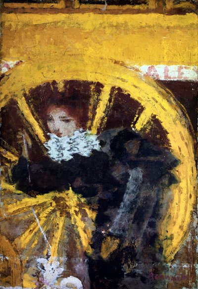 Omnibus Ung kvinne og hunden hennes nær hjulene på en vogn. Maleri av Pierre Bonnard (1867-1947) 1895 Collection Vicomtesse de Maublanc av Pierre Bonnard