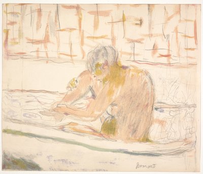 Kvinne sitter i badekaret sitt av Pierre Bonnard