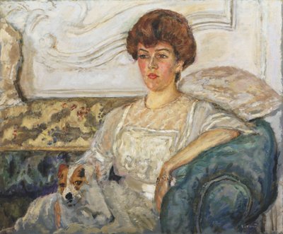Kvinne på en blå sofa av Pierre Bonnard
