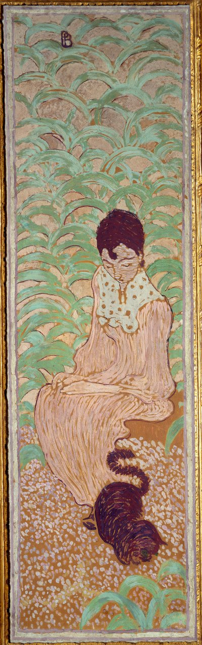 Kvinne sitter ved katten av Pierre Bonnard