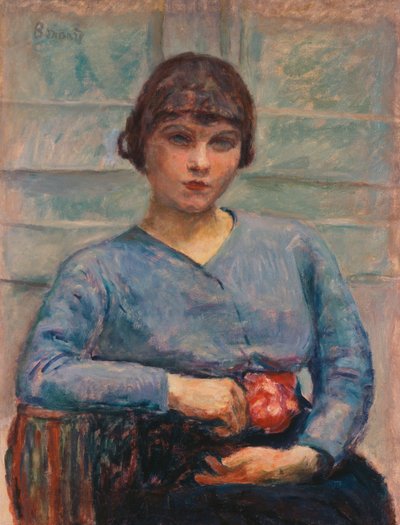Ung jente i blått med en rose, ca. 1916 (olje på lerret) av Pierre Bonnard