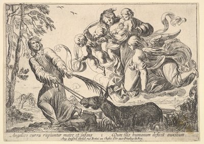 Engler som løfter jomfru og barn, 1610-42. av Pierre Brebiette
