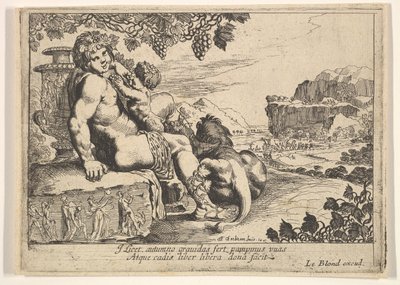 Bacchus, Satyr og Løve, 1610-42. av Pierre Brebiette