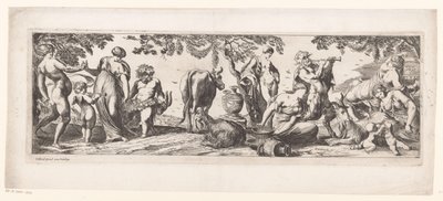 Hviler Silenus og hans følge i et landskap av Pierre Brebiette