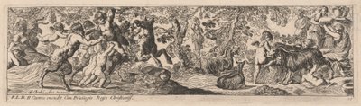 Satyrer og Putti leker med dyr av Pierre Brebiette
