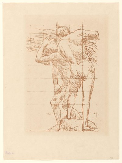 Studie av to nakne menn med en haug med halm av Pierre Cécile Puvis de Chavannes