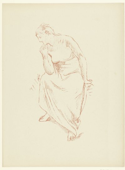Zittende halv naakte vrouw Studie av en sittende naken kvinne halvt drapert Studere The Trial (serietittel) av Pierre Cécile Puvis de Chavannes