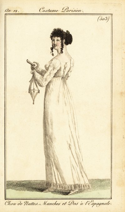 Kvinne i kjole med spansk dart, Paris av Pierre Charles Baquoy