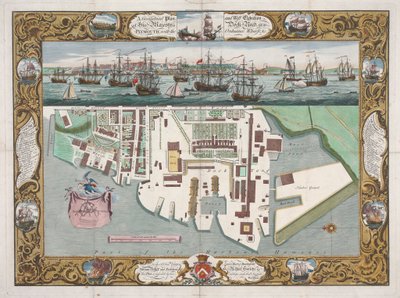 Nær Plymouth med Ordinance Wharfe... av Pierre Charles Canot