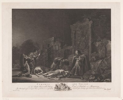 Pyramus og Thisbe Pyramus og Thisbe (tittel på objekt) Principal Paintings of England (serietittel) The Most Capital Paintings in England (serietittel) av Pierre Charles Canot