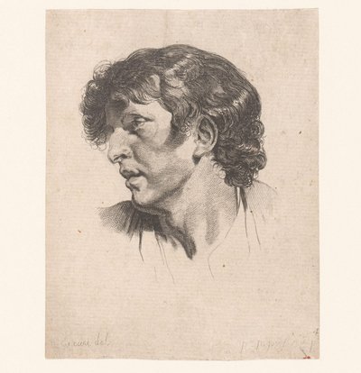 Hodet til en ung mann, snudd til venstre Hoder til forskjellige figurer (serietittel) ir. Cahier de Têtes de différens Caracteres (serietittel) av Pierre Charles Ingouf