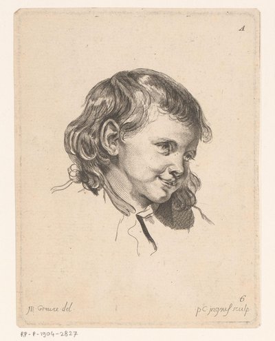 Barnets hode, vendt mot høyre Hoder til forskjellige figurer (serietittel) ir. Cahier de Têtes de différens Caracteres (serietittel) av Pierre Charles Ingouf
