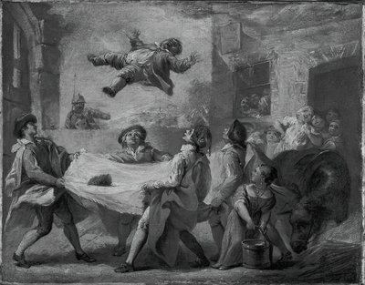 Sancho Panza blir kastet i et teppe, 172324. av Pierre Charles Tremolieres