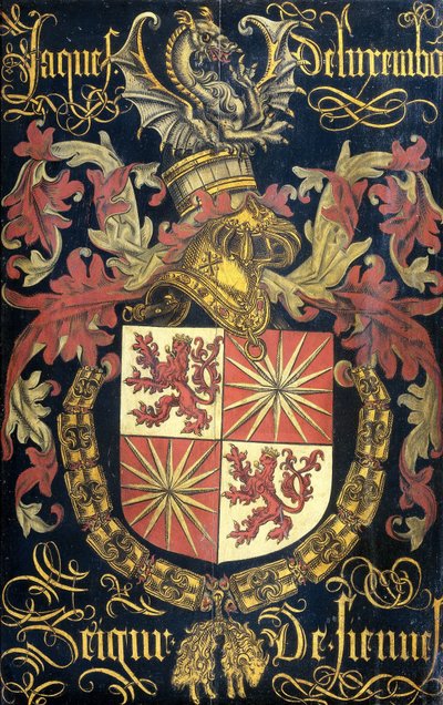 Skjold av Jacob av Luxemburg (etter 1441-88), Lord of Fiennes, i hans kapasitet som ridder av Ordenen av det gylne skinn av Pierre Coustain (attributed to)