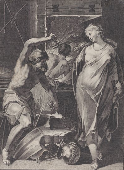 Vulkan smi pansringen til Achilles, 1624-75. av Pierre Daret