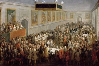 Fest gitt etter kroningen av Ludvig XV ved Palais Archiepiscopal i Reims, 25. oktober 17. av Pierre Denis II Martin