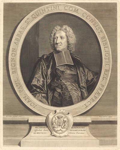Jean Paul Bignon, abbed av St. Quentin av Pierre Drevet after Hyacinthe Rigaud