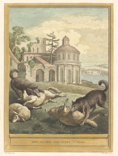 Rien de trop (Nothing in Excess) av Pierre Etienne Moitte after Jean Baptiste Oudry