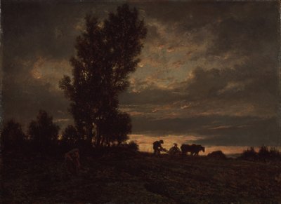 Landskap med en plogmann, 1860-tallet av Pierre Etienne Theodore Rousseau