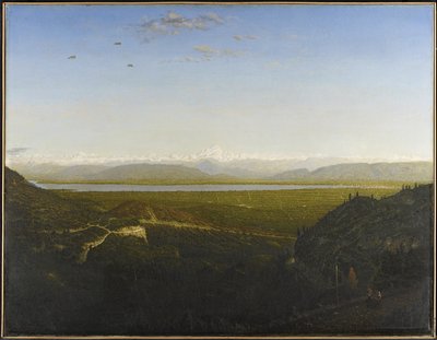 Utsikt over Mont Blanc, se fra La Faucille, ca. 1865 (olje på lerret) av Pierre Etienne Theodore Rousseau