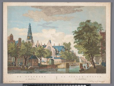 Utsikt over den gamle kirken i Amsterdam Oudekerk i Amsterdam (tittel på objekt) av Pierre Fouquet