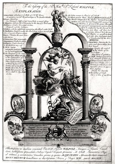 Til ære for den høyre ærede Robert Walpole (1676-1745) 1. jarl av Orford av Pierre Fourdrinier